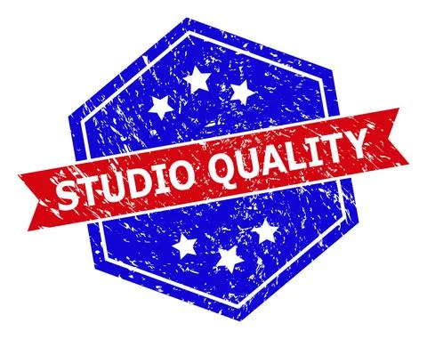 Hexagonal Bicolor STUDIO QUALITY Stamp Seal with Distress Style 스톡 일러스트