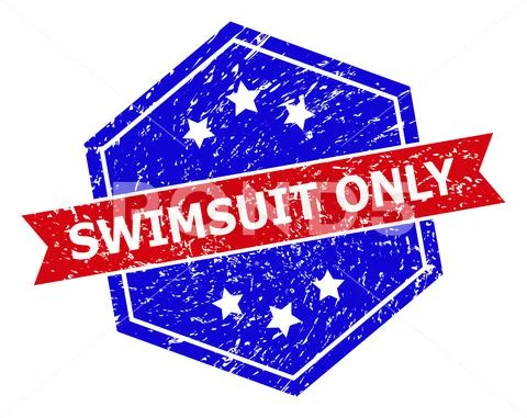 Hexagonal Bicolor SWIMSUIT ONLY Stamp Seal with Corroded Surface ~ Clip ...