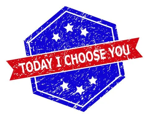 Hexagonal Bicolor TODAY I CHOOSE YOU Stamp with Unclean Style Иллюстрация