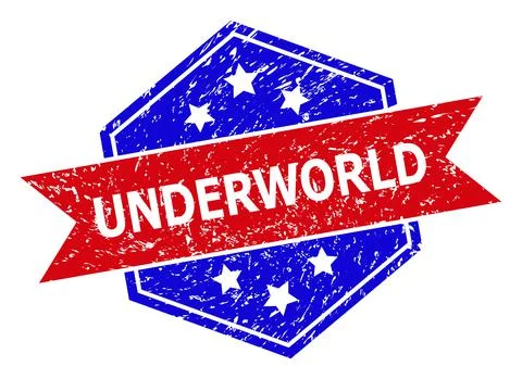 Hexagonal Bicolor UNDERWORLD Rubber Stamp with Rubber Texture 库存插图