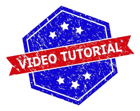 Hexagonal Bicolor VIDEO TUTORIAL Stamp with Grunge Style イラスト素材