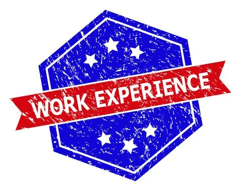 Hexagonal Bicolor WORK EXPERIENCE Seal with Scratched Style Stock Illustration