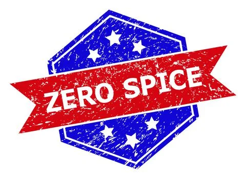 Hexagonal Bicolor ZERO SPICE Stamp Seal with Corroded Texture Stock Illustration