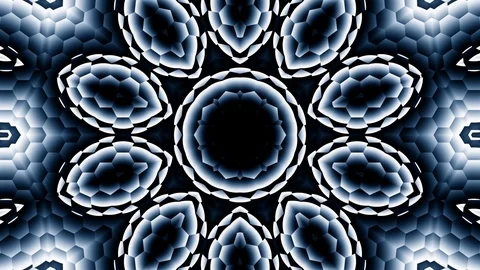 Hexagonal Black White Gray Kaleidoscope Motion Background Loop 1 Stock Footage 85536245