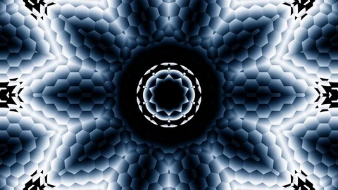 Hexagonal Black White Gray Kaleidoscope Motion Background Loop 2 Stock Footage 85536937