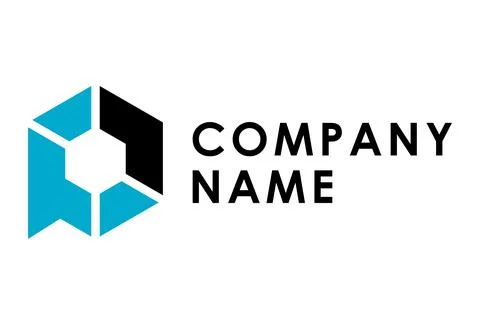 Hexagonal Blue and Black Abstract Finder Logo	 Stock Illustration
