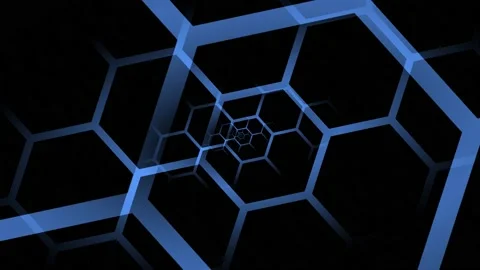 The hexagonal blue nano nets are removed at an accelerated pace deep into the Stock Footage 234590626