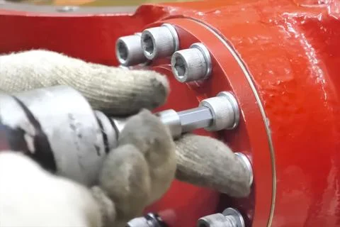 Hexagonal bolts for hexagonal wrenches to secure parts to parts of hydraulics Stock Photos