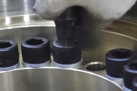 Hexagonal bolts for, hexagonal wrenches to secure parts to parts of hydraul.. Stock Photos