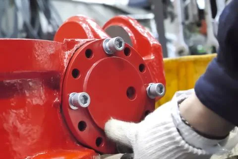 Hexagonal bolts for, hexagonal wrenches to secure parts to parts of hydraul.. Stock Photos