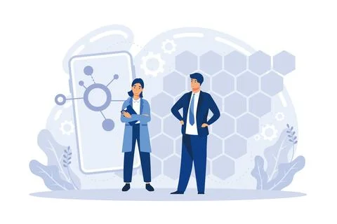 Hexagonal carbon atom grid properties. Innovative computation software. Las.. イラスト素材