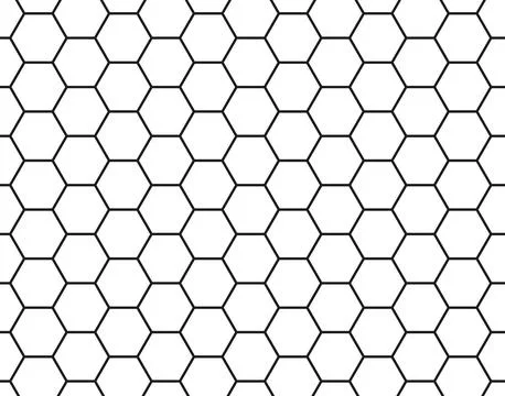 Hexagonal cell grid pattern, backdrop, wallpaper, apparel. Mosquito net, bee Stock Illustration