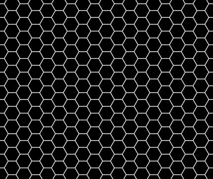 Hexagonal cell white grid pattern, background, wallpaper, apparel. Honeycomb Stock Illustration