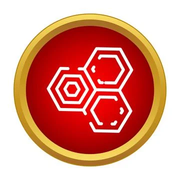 Hexagonal cells forming a honeycomb structure on red button Stockillustratie