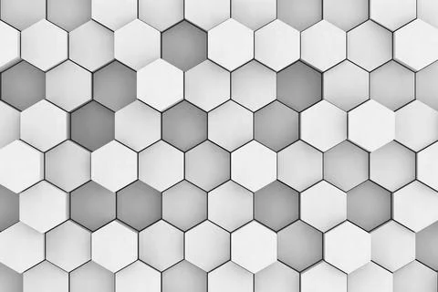 Hexagonal cellular structure. Wall texture with 3D hexagon tile pattern. 3D.. Stock Illustration