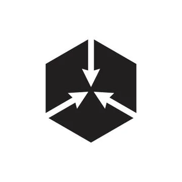 Hexagonal center arrows logo vector Stock Illustration