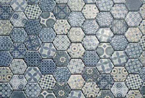 Hexagonal ceramic tiles. Stock Photos