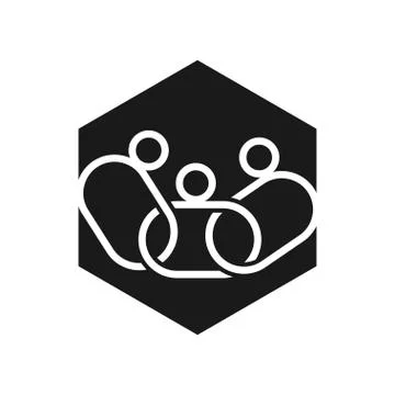 Hexagonal chain Commitment Teamwork Together Black Logo Stock-Illustration