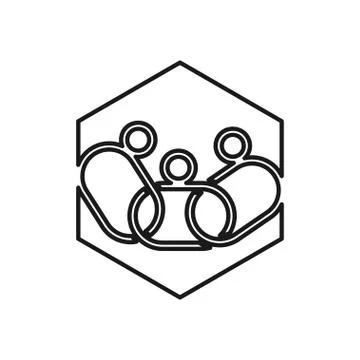 Hexagonal Chain people Commitment Teamwork Together Outline Logo Stockillustratie