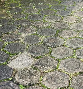Hexagonal Cobblestone Pavement Surface Pattern. Foto stock