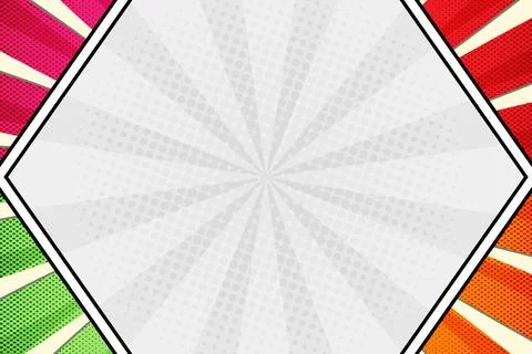 Hexagonal Comic Frame Template with Colorful Border Panels and Halftone Spe.. Stock Illustration