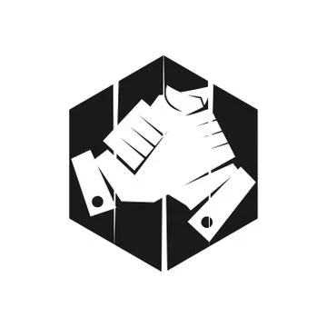 Hexagonal Commitment Teamwork Together Black Logo 스톡 일러스트