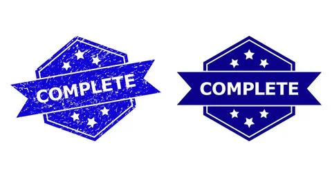 Hexagonal COMPLETE Stamp Seal with Grunge Style and Clean Version 스톡 일러스트