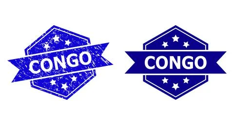 Hexagonal CONGO Seal with Unclean Texture and Clean Version Иллюстрация