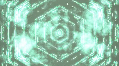 Hexagonal cybernetic green glowing digital tech HUD background Stock Illustration