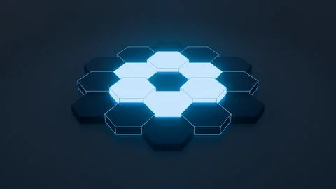 Hexagonal dark and glowing blue design Stock Illustration