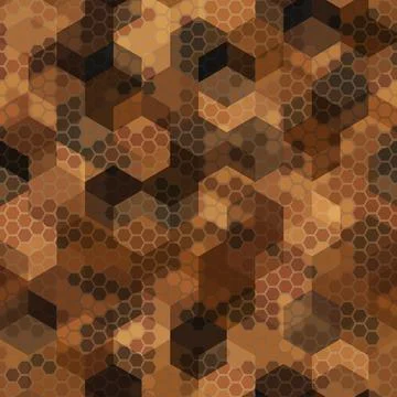 Hexagonal desert camouflage seamless pattern vector stock illustration Иллюстрация