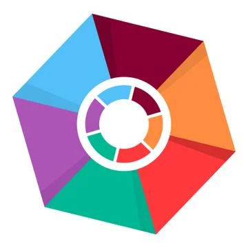 Hexagonal diagram icon, flat style Stock Illustration