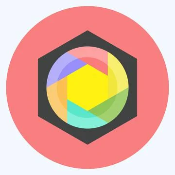 Hexagonal Diaphragm Icon in trendy flat style isolated on soft blue backgroun Stock Illustration