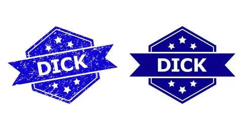 Hexagonal DICK Watermark with Corroded Surface and Clean Variant Stock Illustration