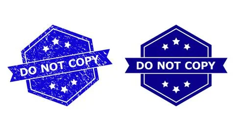 Hexagonal DO NOT COPY Stamp Seal with Scratched Style and Clean Version Illustrazione stock