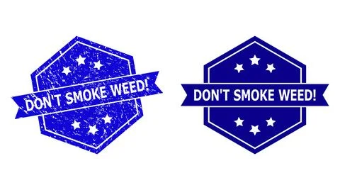 Hexagonal DON'T SMOKE WEED! Seal with Distress Texture and Clean Variant Ilustración de archivo