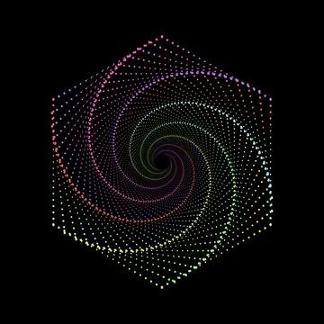 Hexagonal dots spiral vortex vector illustration Stock Illustration