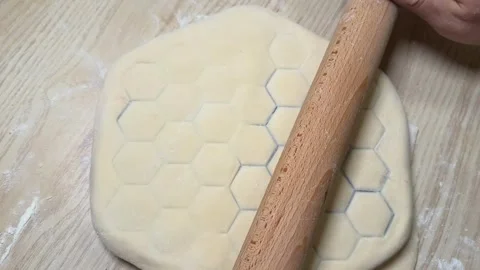 Hexagonal Dough Pattern Stock Footage 313655860