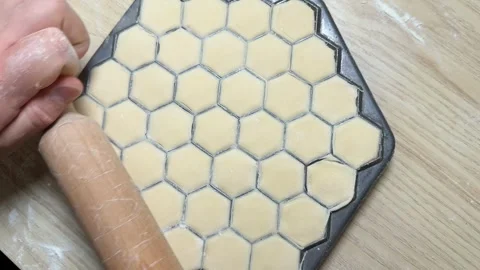 Hexagonal Dough Preparation Stock Footage 313656356