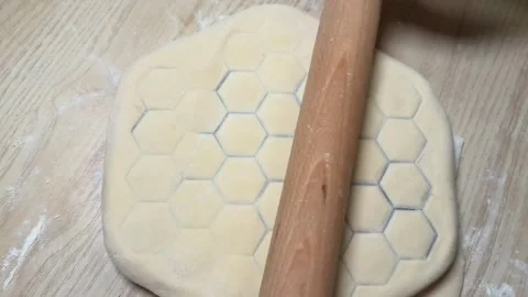 Hexagonal Dough Preparation Stock Footage 313656563