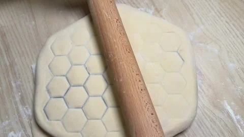 Hexagonal Dough Preparation Stock Footage 313656894