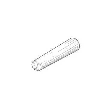 Hexagonal dowel pin line drawing sketch Stock Illustration