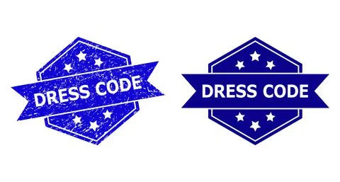 Hexagonal DRESS CODE Watermark with Distress Surface and Clean Variant Illustrazione stock