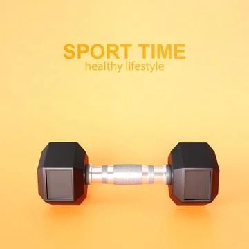 Hexagonal dumbbell on orange background Stock Illustration
