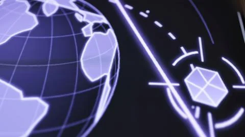 Hexagonal Earth model shows protected orbital network Stock Photos