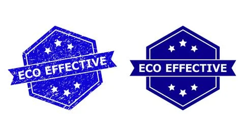 Hexagonal ECO EFFECTIVE Stamp with Grunge Texture and Clean Variant Stock Illustration