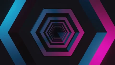 Hexagonal elements in sci-fi futuristic tunnel in a dark space Stock Footage 169510413