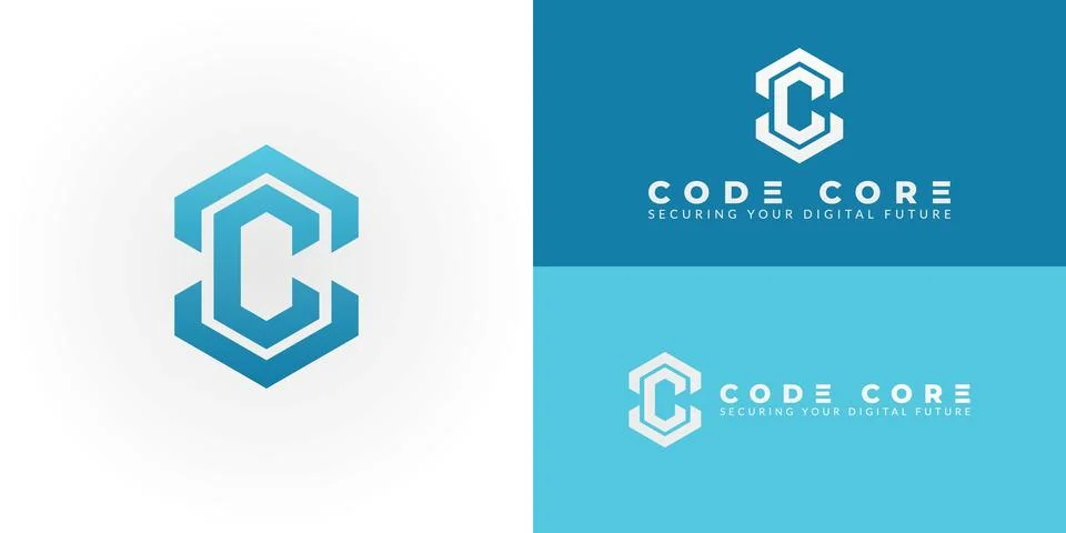 The hexagonal emblem features an intertwining C Stock Illustration