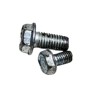 Hexagonal flange bolts on white background Fotos de archivo