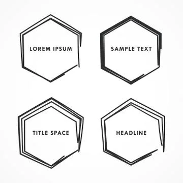 Hexagonal frame in scribble and doodle style Stock Illustration
